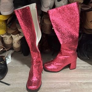 pink gogo disco boots